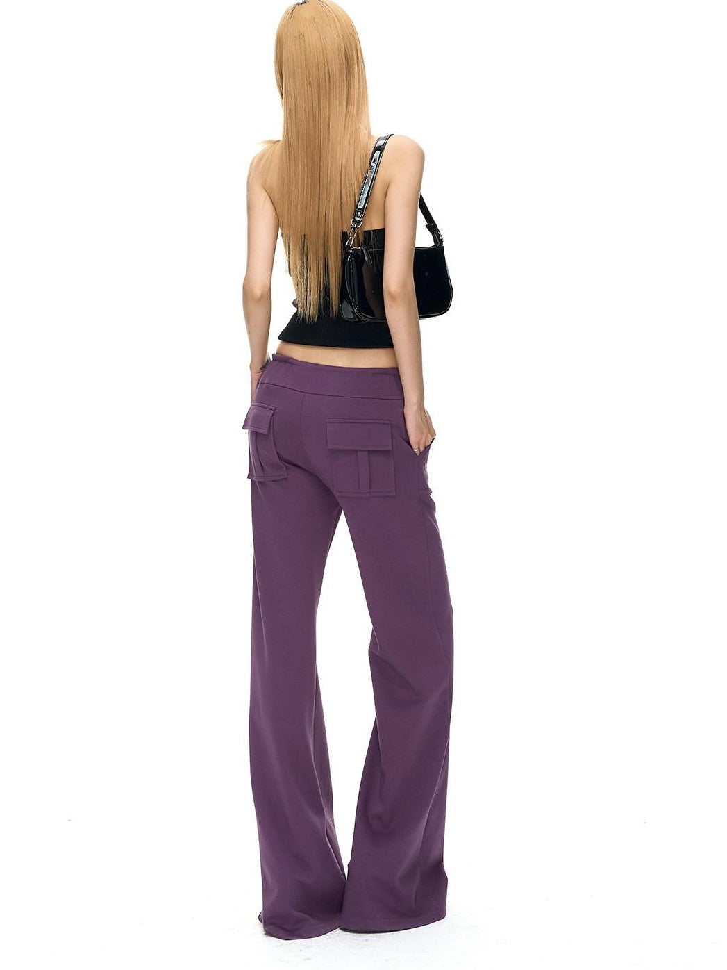 Fanptntox Solid Low Waist Drawstring Large Pocket Knit Women's Cotton Blend Sweatpants