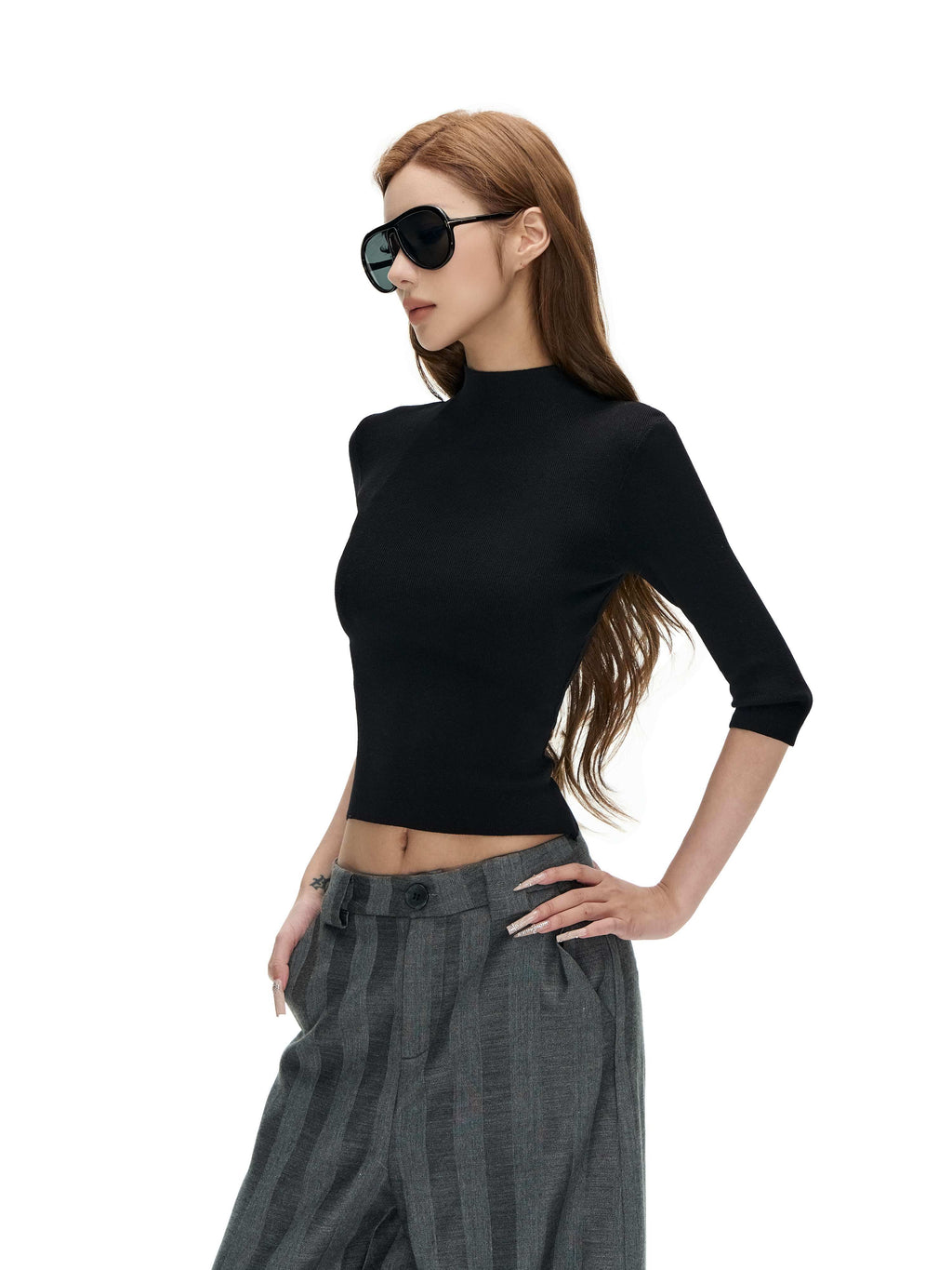 Fanptntox_Solid_Slim_Fit_Half_Sleeve_Knit_Women's_Polyester_Turtleneck_Sweaters_1078253614132_MISSTT