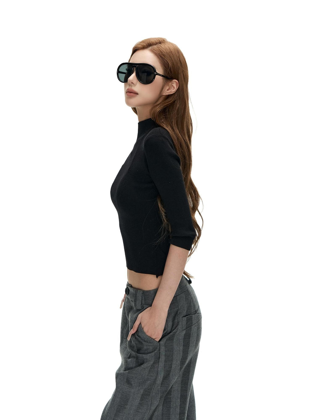 Fanptntox Solid Slim Fit Half Sleeve Knit Women's Polyester Turtleneck Sweaters