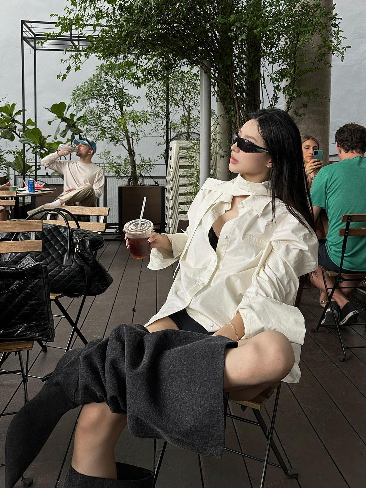 Fanptntox Solid Stand Collar Long Sleeve Boyfriend Women's Cotton Oversized Shirts