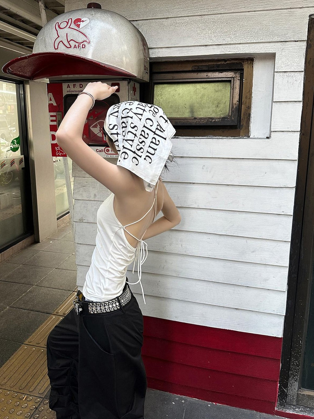 Fanptntox Solid White Cross Tie Backless Slim Fit Women's Other Fabric Camisoles