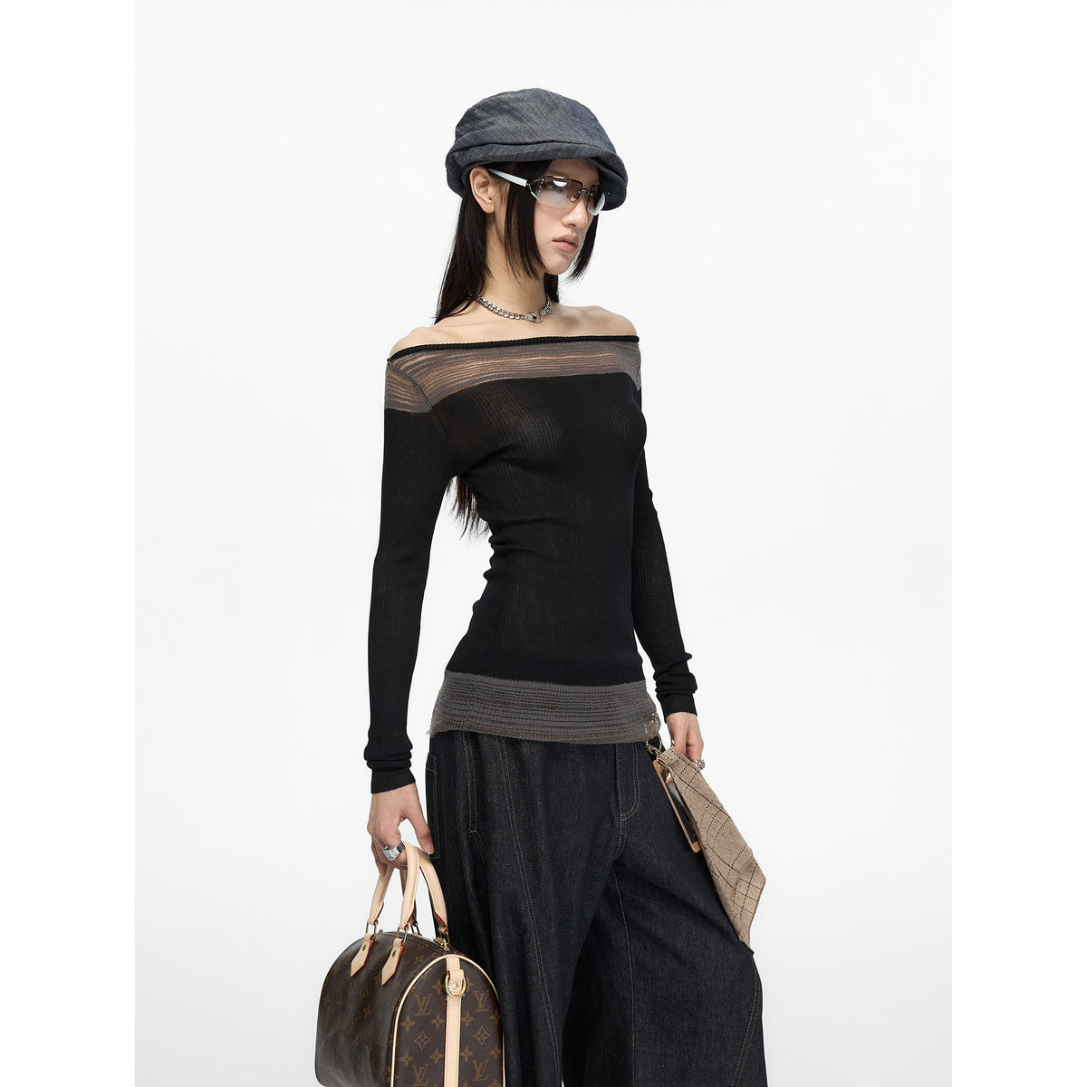 Fanptntox_Spliced_Color_Block_Slim_Fit_Knit_Long_Sleeve_Women's_Viscose_Off-shoulder_Sweaters_951263449767_MISSTT