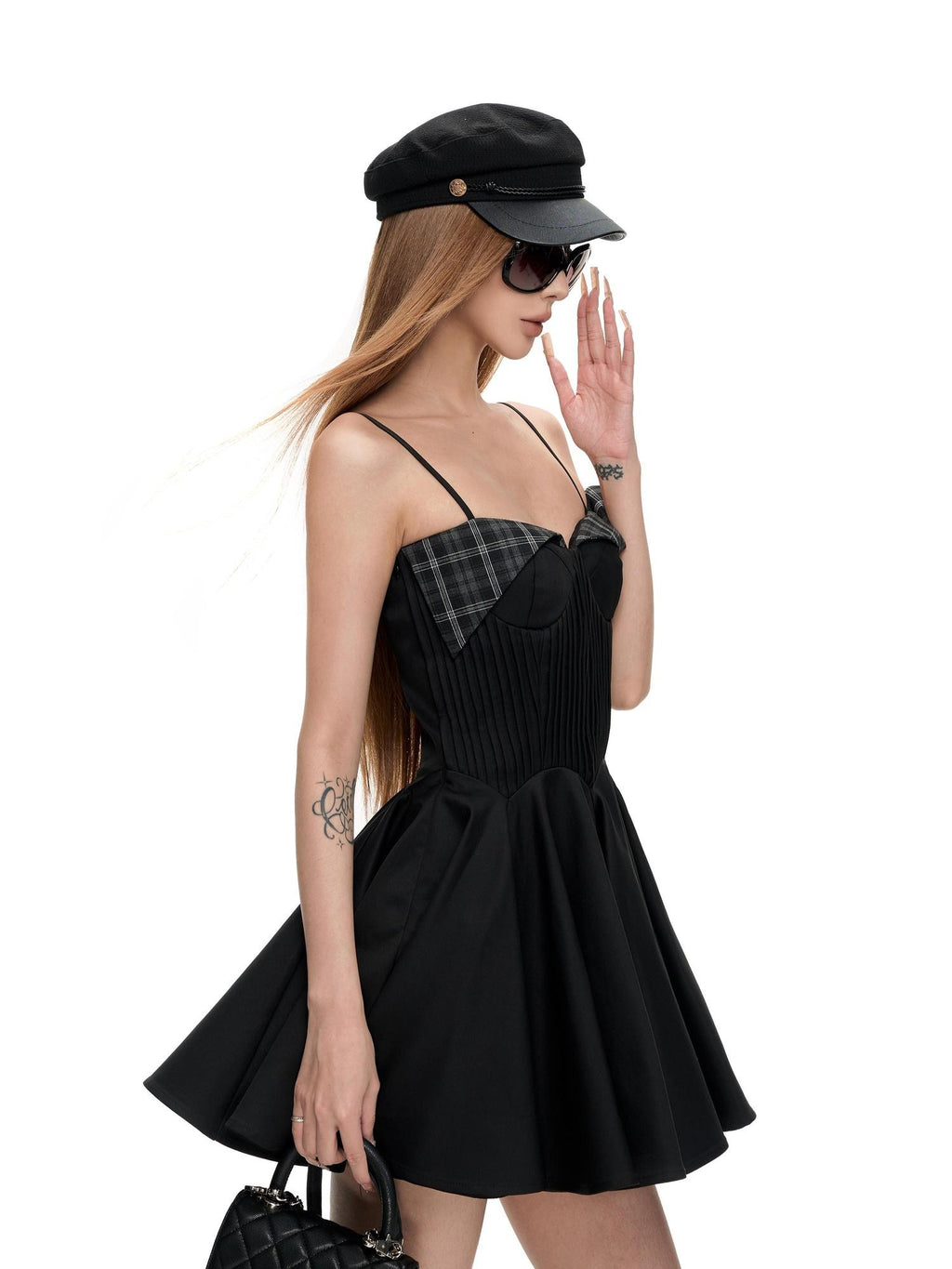 Fanptntox Spliced Strapless A Line Cinched Waist Women's Polyester Slip Mini Dresses