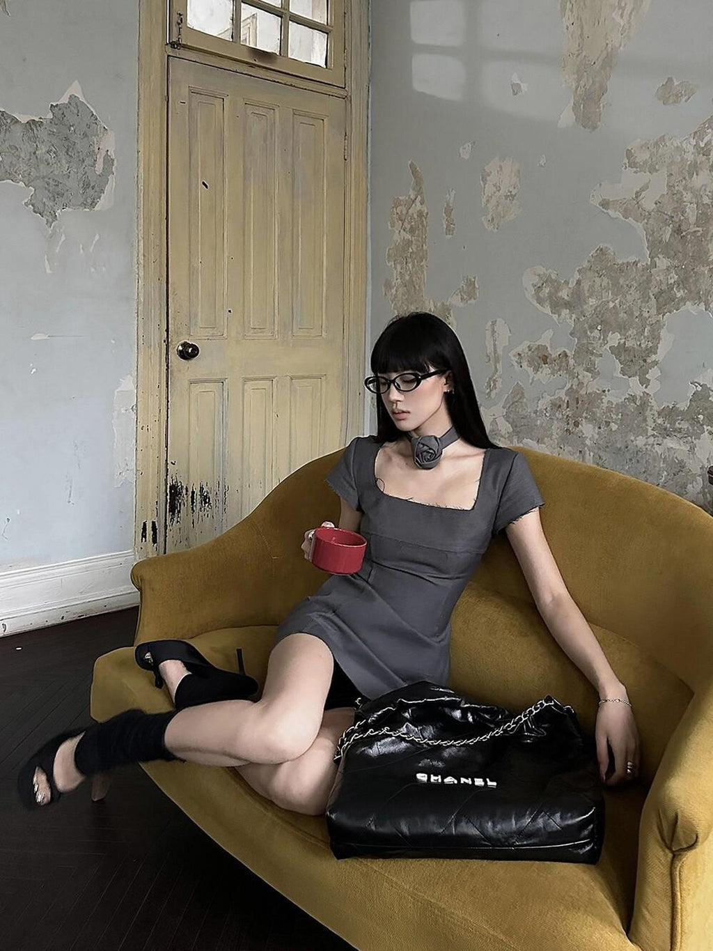 Fanptntox Square Neck Frayed Hem Aline Short Sleeve Women's Polyester Matching Skirt Sets