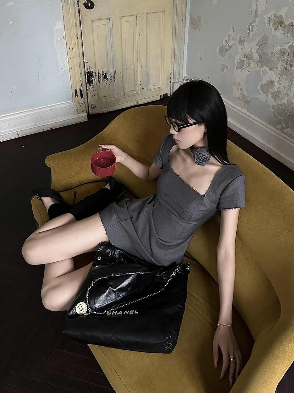 Fanptntox Square Neck Frayed Hem Aline Short Sleeve Women's Polyester Matching Skirt Sets