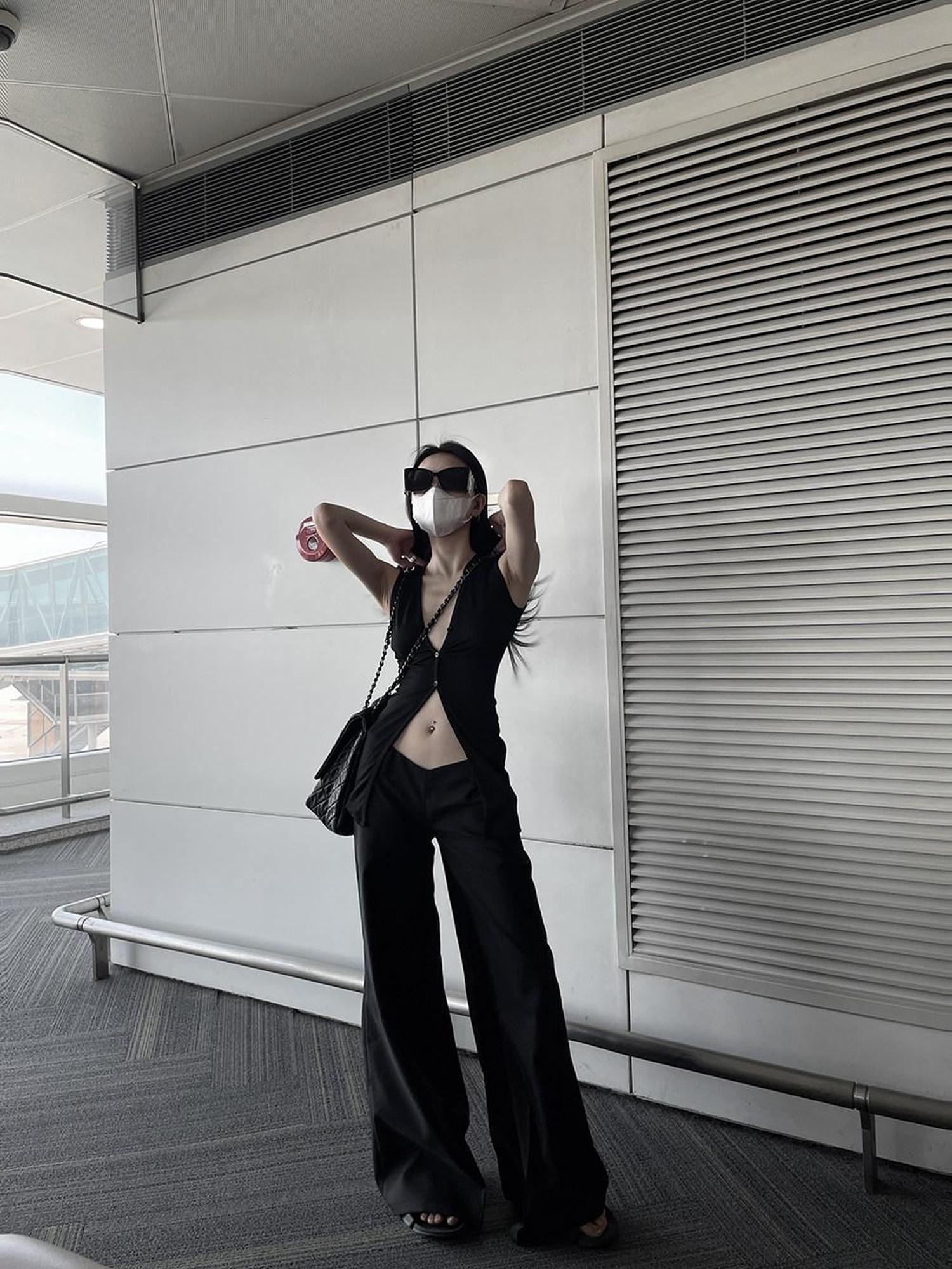 Fanptntox Streetwear Low V Waist Straight Loose Women's Polyester Blend Wide-leg Pants