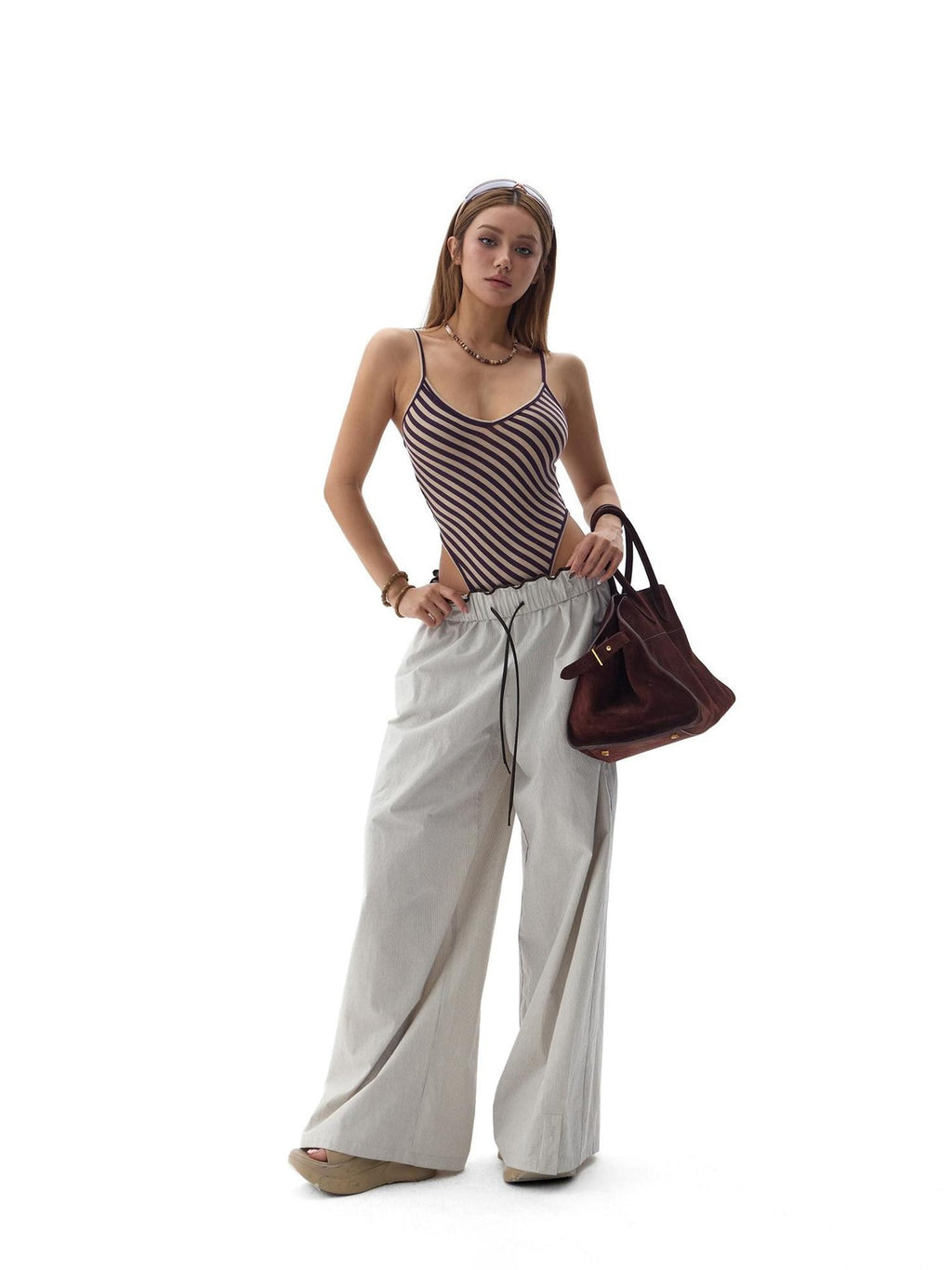 Fanptntox Striped Colorblock Knit One Shoulder Cutout Women's Lyocell Wool Cardigans