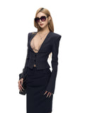 Fanptntox_Striped_Deep_V-neck_Structured_Shoulders_Short_Slim_Women's_Polyester_Blazers_1012656905831_MISSTT