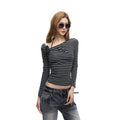 Fanptntox_Striped_One_Shoulder_Colorblock_Flower_Waist_Women's_Knit_Long_Sleeve_T-shirts_1064151359291_MISSTT