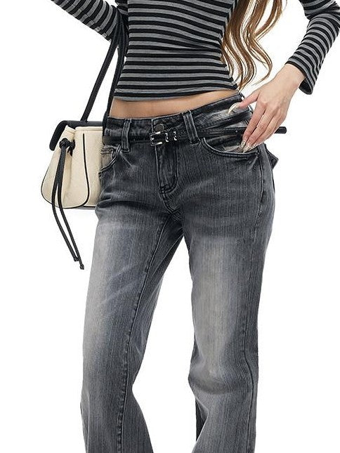 Fanptntox Striped One Shoulder Colorblock Flower Waist Women's Knit Long Sleeve T-shirts