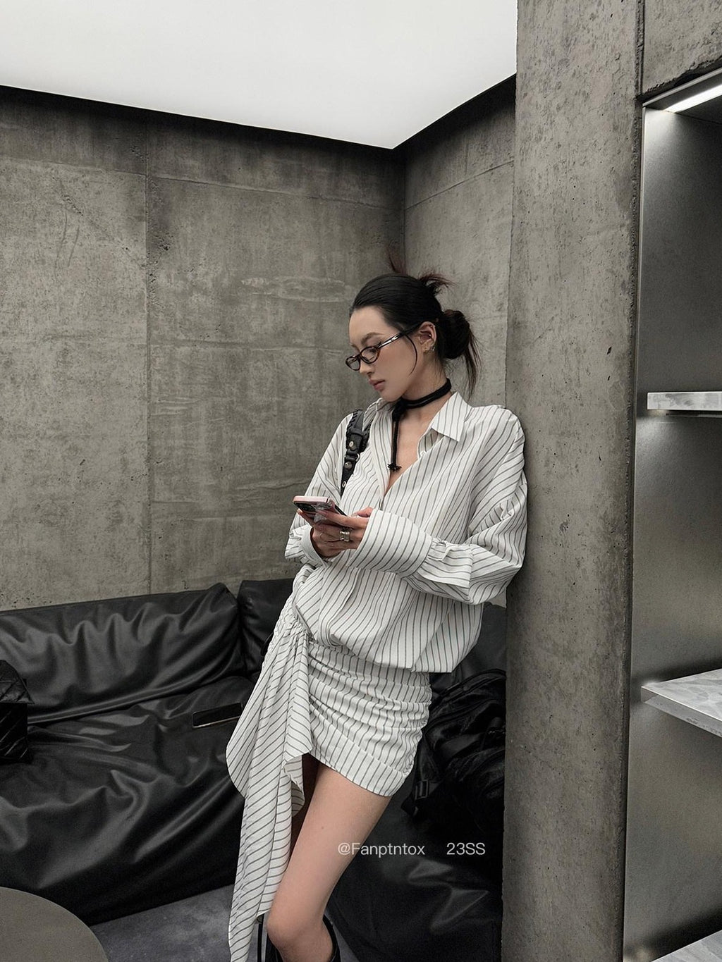 Fanptntox Striped Short Sleeve Shirt Dress High Waist Women's A Line Matching Skirt Sets
