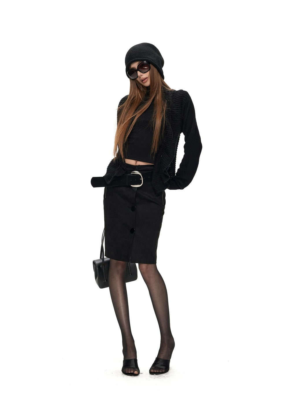 Fanptntox Textured Wool Blend Long Sleeve Cardigan Women's Turtleneck Sweaters