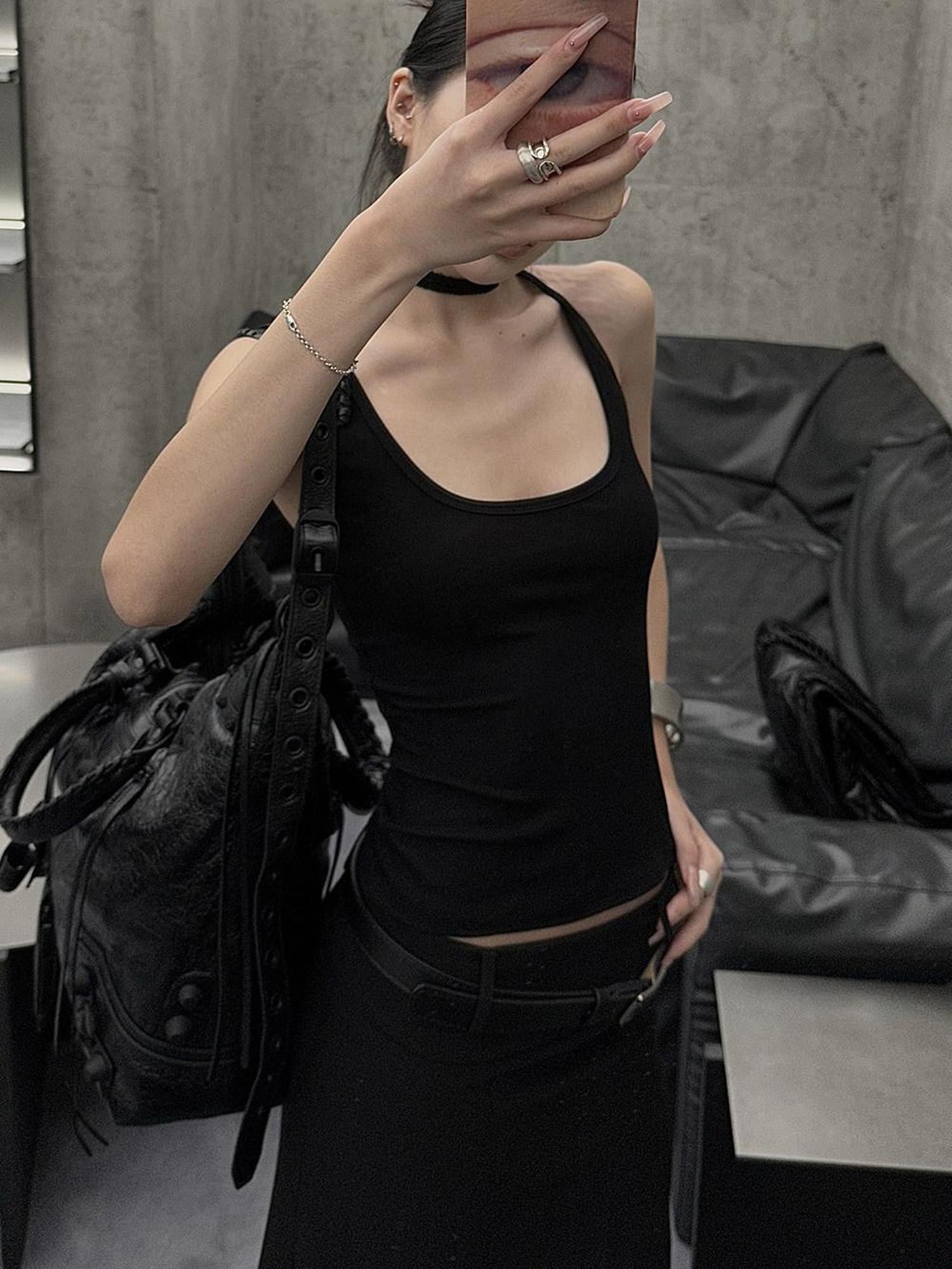 Fanptntox Three Color Racerback U Neck Slim Fit Women's Cotton Stretch Tank Tops