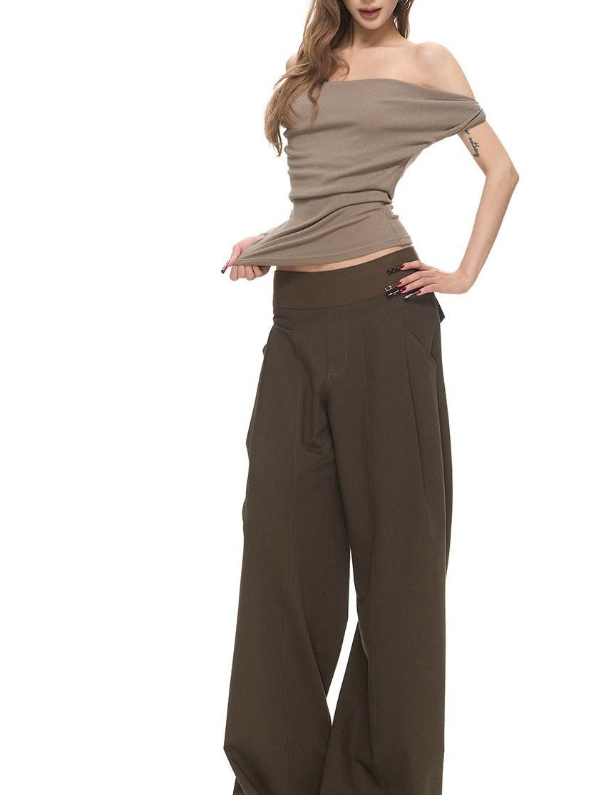 Fanptntox Twist Knot Knit Slim One Shoulder Women's Cotton Blend Halter Tops