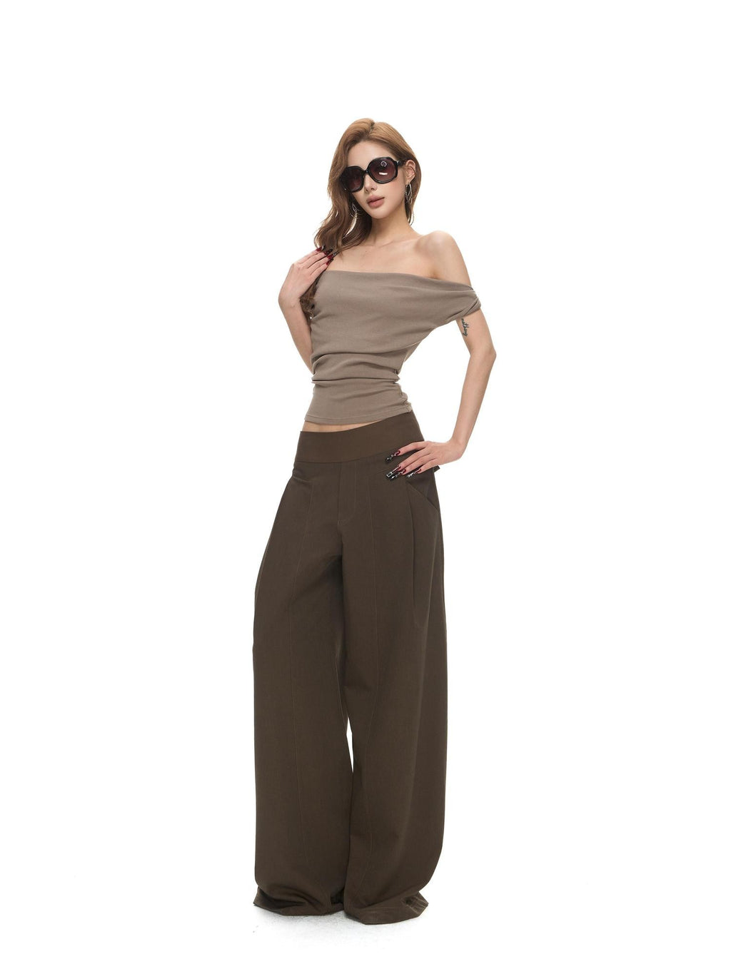 Fanptntox Twist Knot Knit Slim One Shoulder Women's Cotton Blend Halter Tops