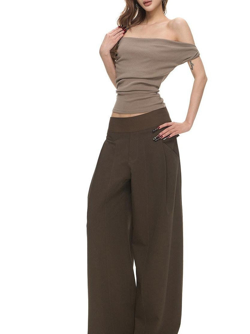 Fanptntox Twist Knot Knit Slim One Shoulder Women's Cotton Blend Halter Tops