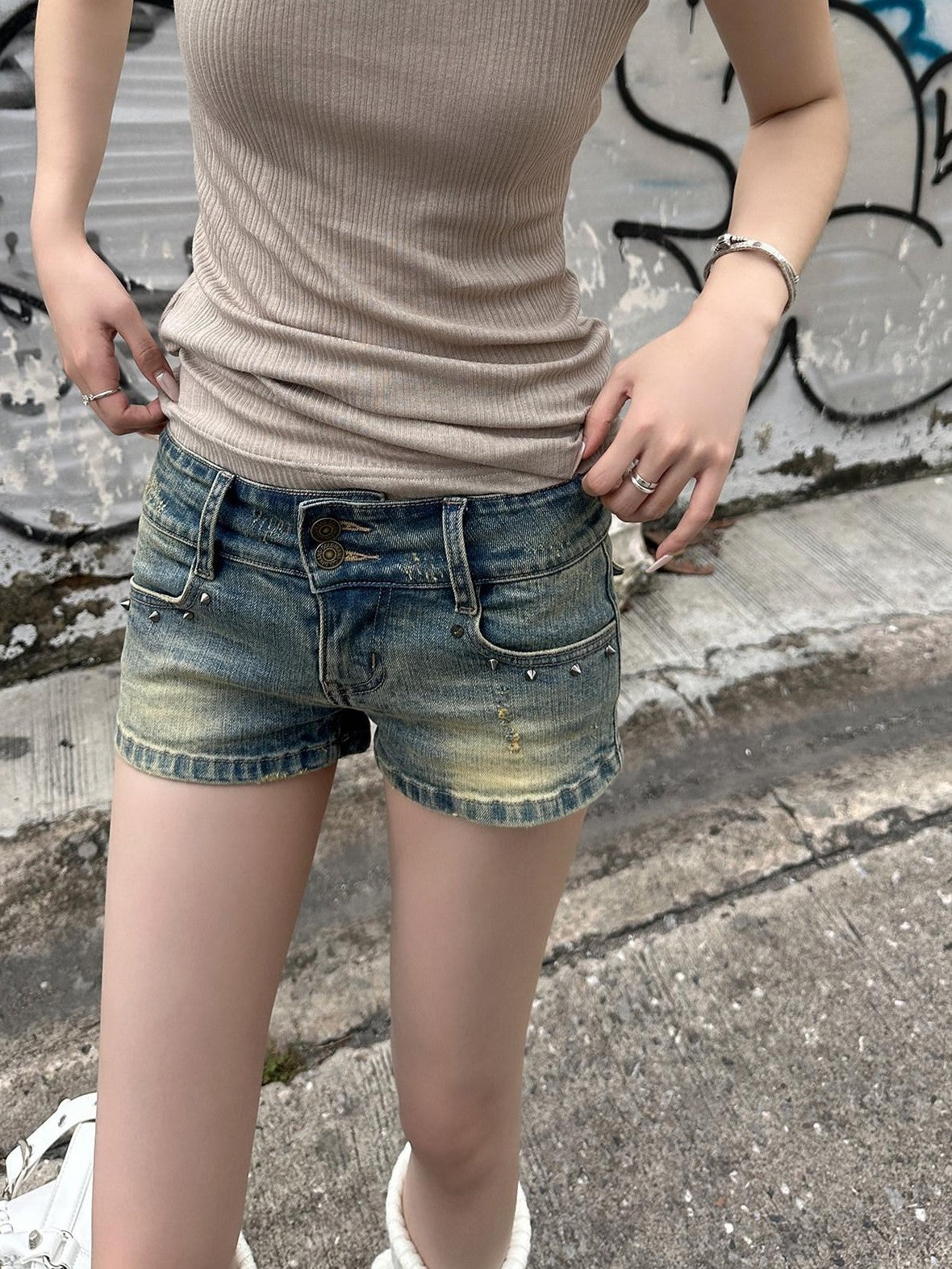 Fanptntox U Neck Semi Sheer Cross Back Slim Fit Women's Knit Mid Length Tank Tops