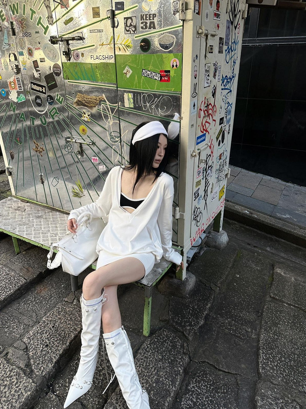 Fanptntox V-neck Long Sleeve High Waist Sweatshirt Aline Women's Casual Mini Dresses