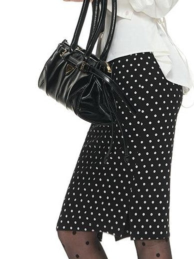 Fanptntox Vintage Polka Dot Low Rise Side Slit Stretch Women's Viscose Bodycon Skirts