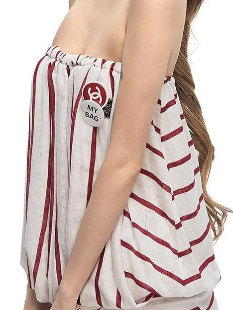 Fanptntox Vintage Striped Strapless Slimming Women's Lyocell Knit Tube Mini Dresses
