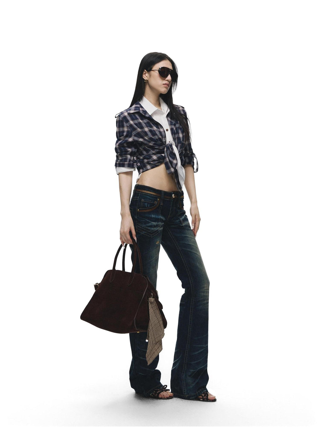 Fanptntox Vintage Washed Whisker Aged Ripped Low Rise Slim Women's Cotton Distressed Jeans