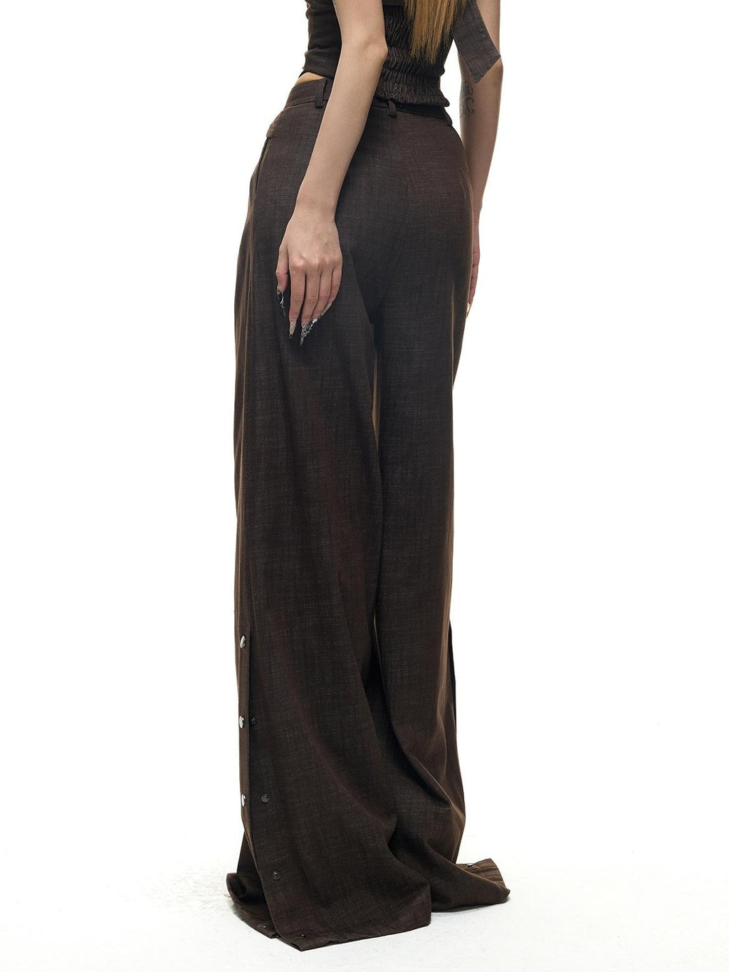 Fanptntox Washed Denim Look Embossed Buckle Women's Sleeveless Loose Casual Top & Pants Sets