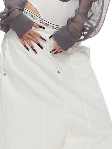 Fanptntox Washed Low Waist Loose Solid Zip Fly Women's Cotton Wide-leg Pants