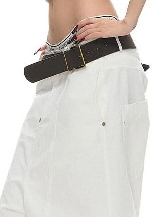Fanptntox Washed Low Waist Loose Solid Zip Fly Women's Cotton Wide-leg Pants