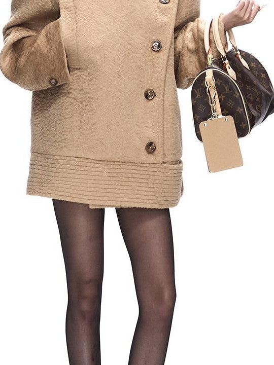 Fanptntox Water Ripple Button Stand Collar Wide Shoulder Women's Single-breasted Coats