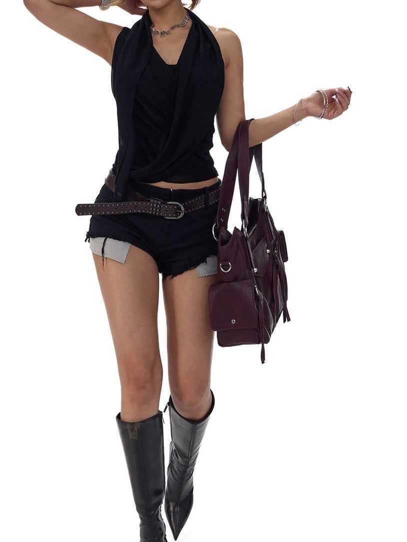 Fanptntox Western Studded Eight Segment Metal Buckle Women's Soft Pu Belts