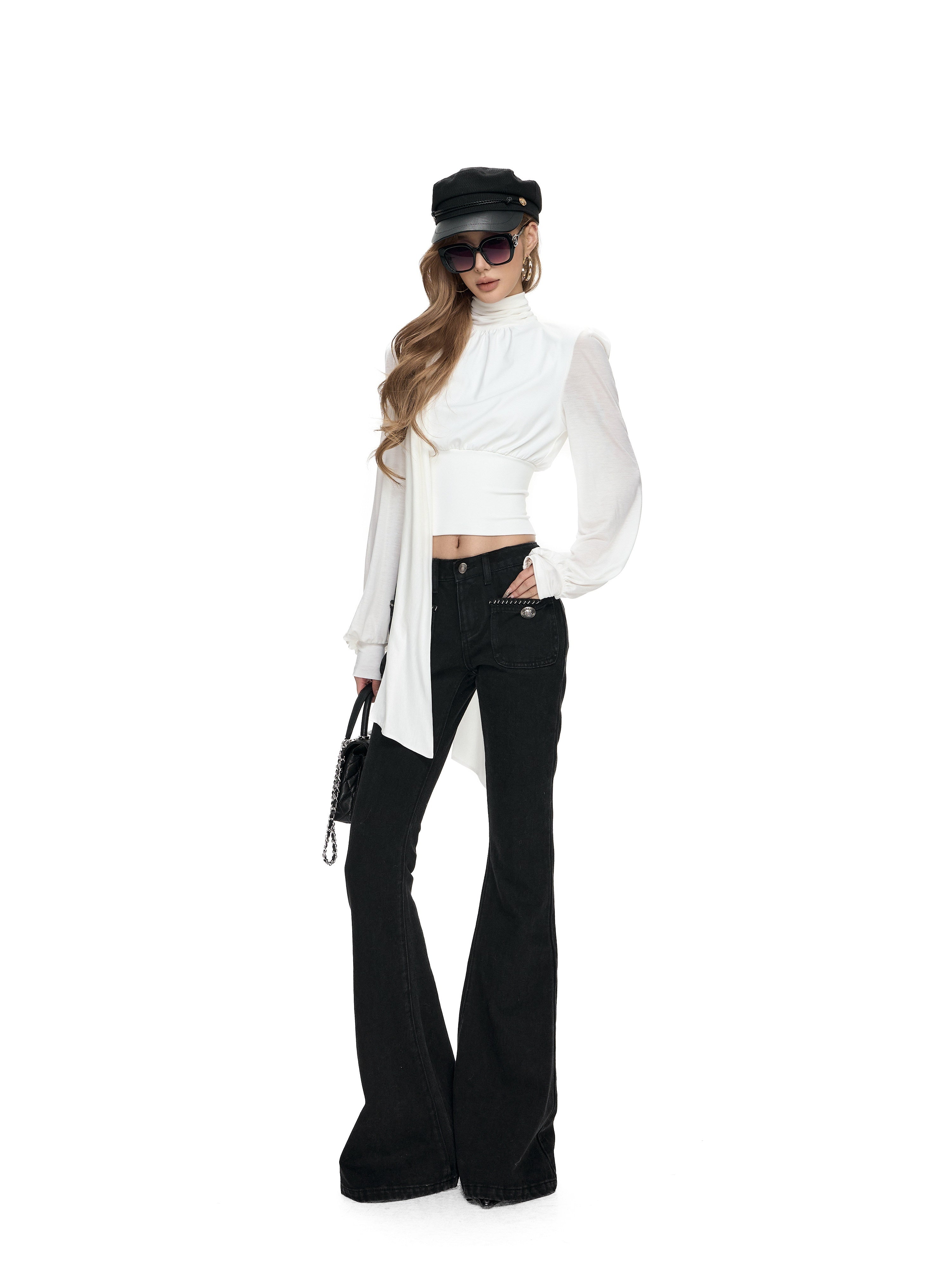 Fanptntox_White_Ribbon_Tie_Sheer_Sleeves_Knit_Women's_Lyocell_Wool_Long_Sleeve_T-shirts_1002351489988_MISSTT