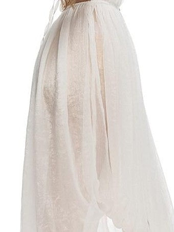 Fanptntox White Ruched V-neck Backless Sleeveless Women's Halter Midi Dresses