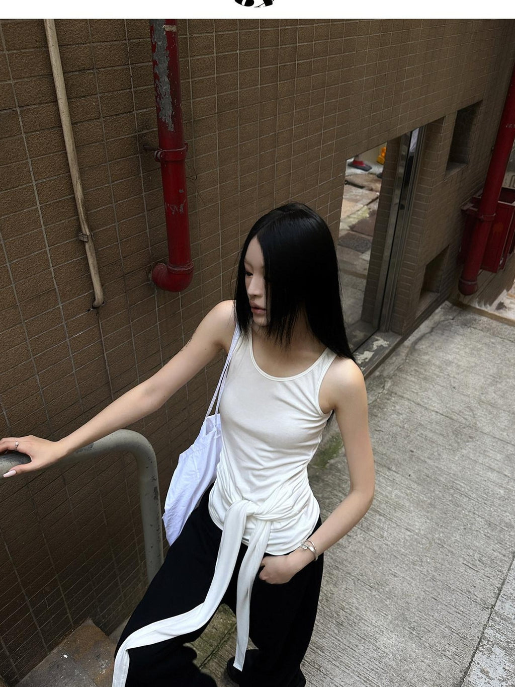 Fanptntox White Tie Waist Sheer Racerback Slim Fitted Women's Tank Tops