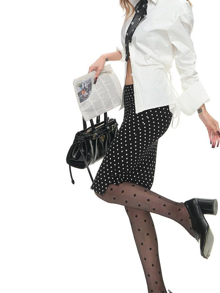 Fanptntox White Tie Waist Slim Collared Button Long Sleeve Women's Cotton Blouses