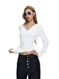 Fanptntox_White_V-neck_Button_Cuff_Knit_Slim_Women's_Cotton_Blend_Long_Sleeve_T-shirts_1007879170484_MISSTT