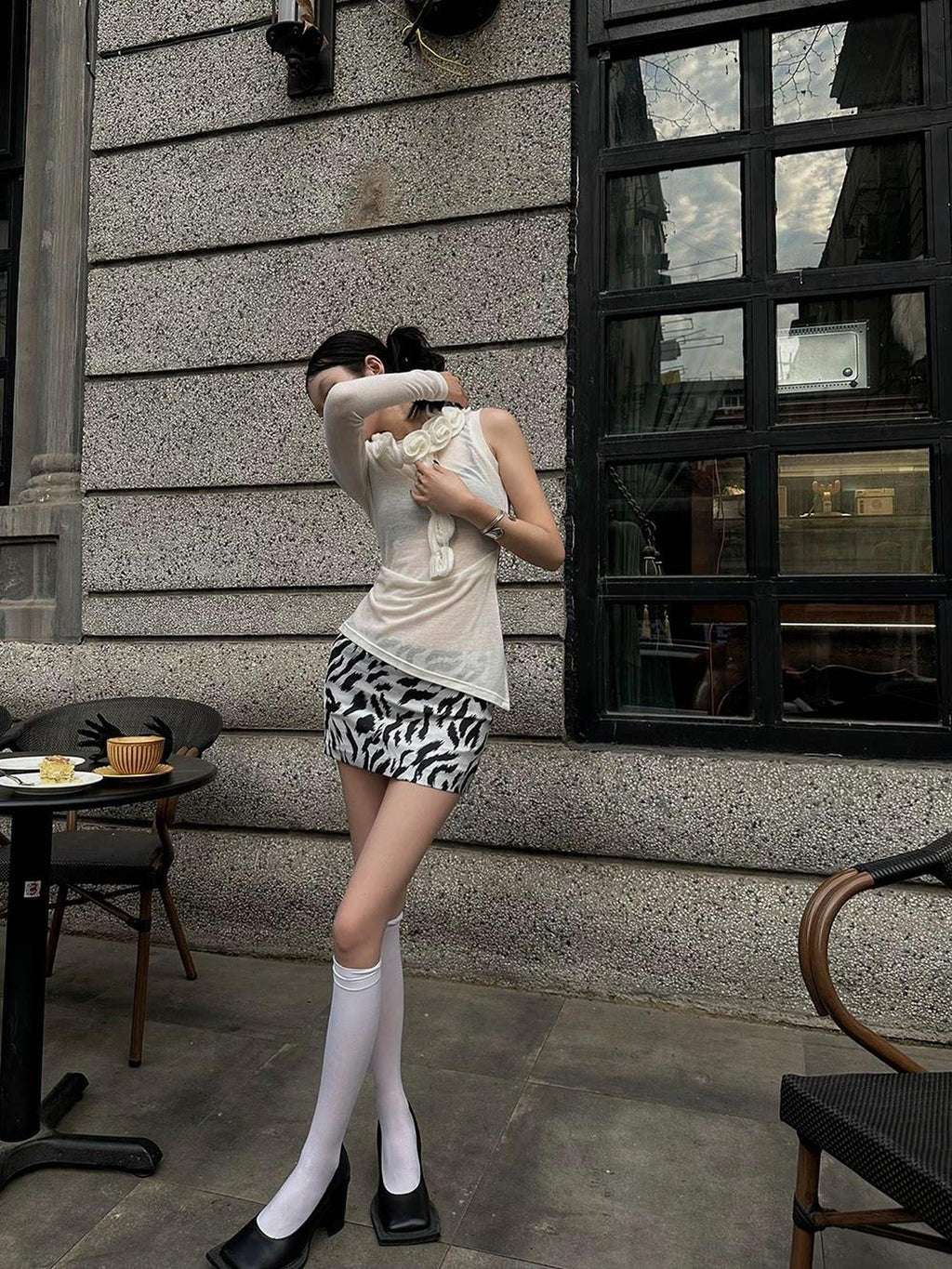 Fanptntox Zebra Print Slimming High Waist Hip Hugging Women's Mini Skirts