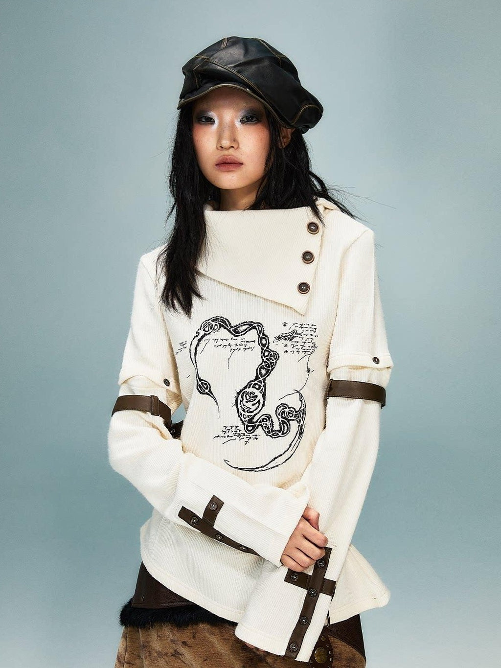 Frustration Garden Asymmetrical 3D Print Bell Sleeve Slim Punk Street Women Long Sleeve T-Shirts