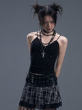 Frustration_Garden_Backless_Studded_Lace_Original_Slim_Fit_Cropped_Black_Cotton_Pullover_Camisoles_MISSTT