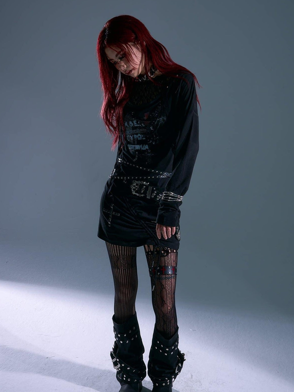 Frustration Garden Breathable Stretch Knit Punk Asymmetric Hooded Fitted Street Casual Mini Dresses