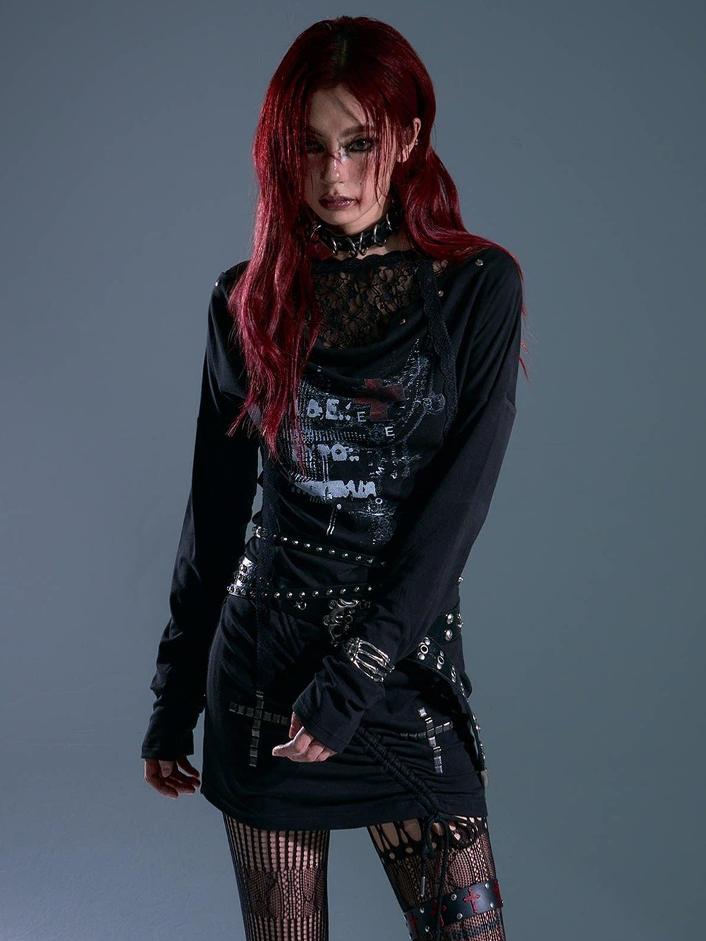 Frustration Garden Breathable Stretch Knit Punk Asymmetric Hooded Fitted Street Casual Mini Dresses