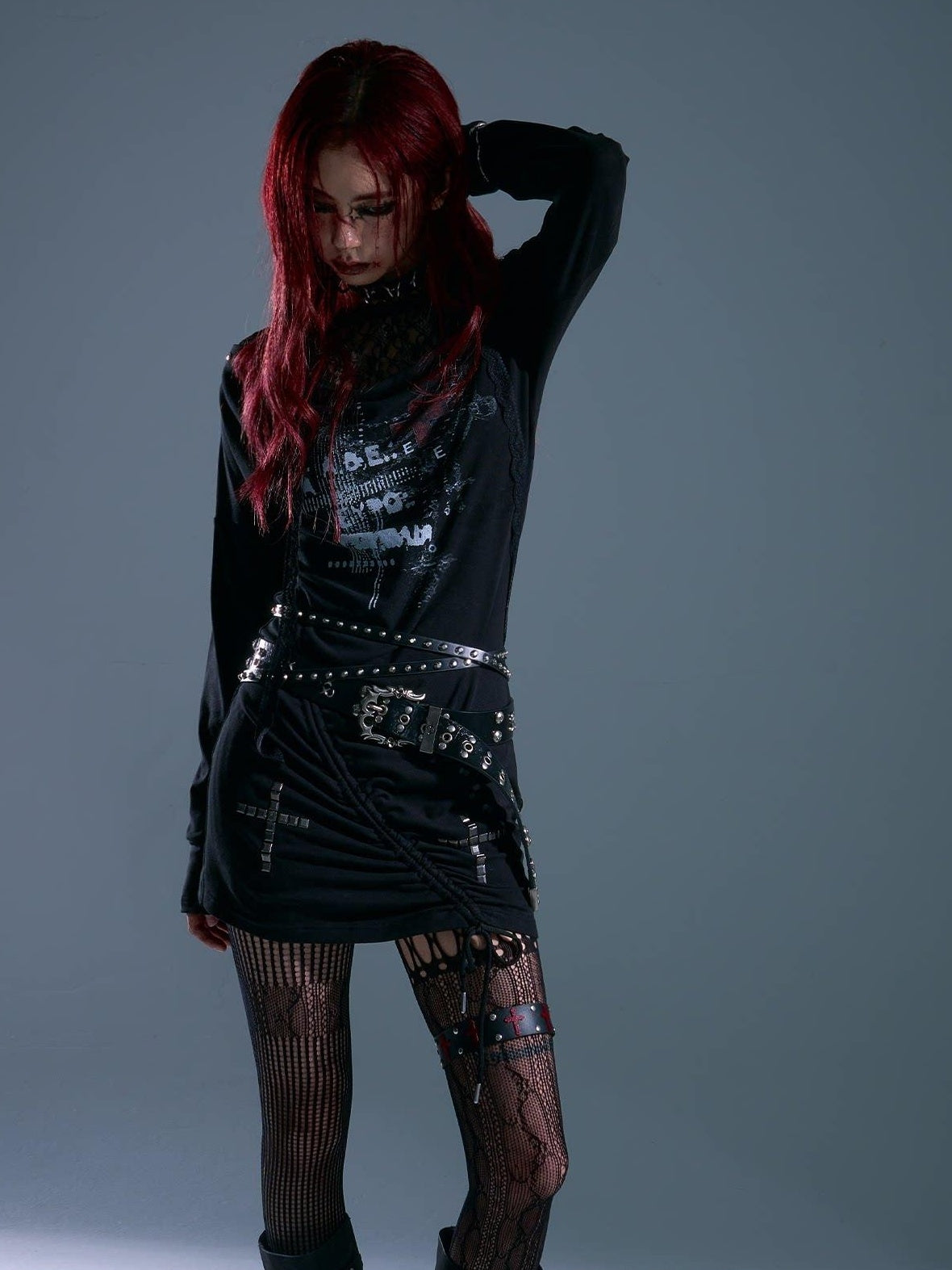 Frustration Garden Breathable Stretch Knit Punk Asymmetric Hooded Fitted Street Casual Mini Dresses
