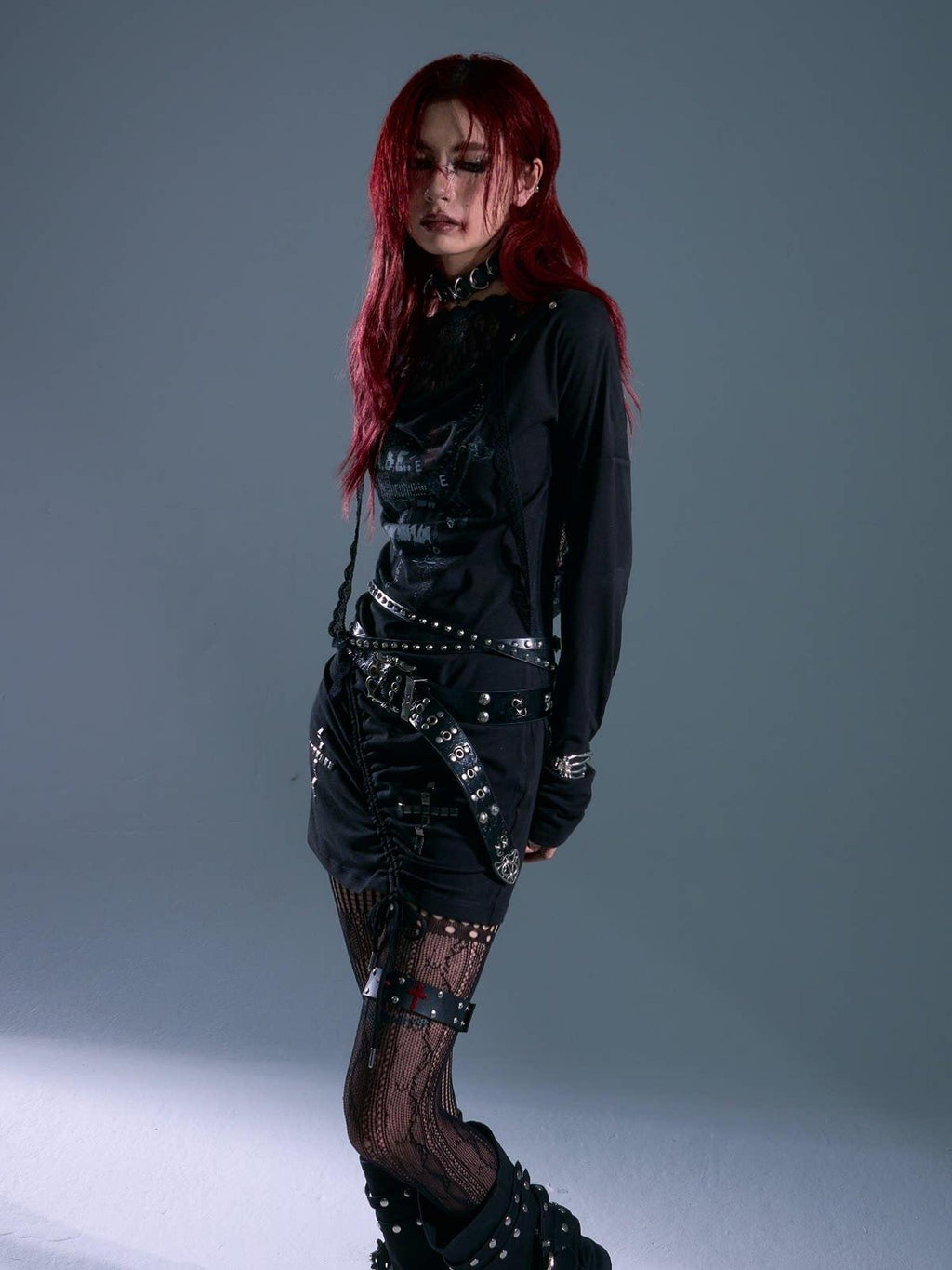 Frustration Garden Breathable Stretch Knit Punk Asymmetric Hooded Fitted Street Casual Mini Dresses