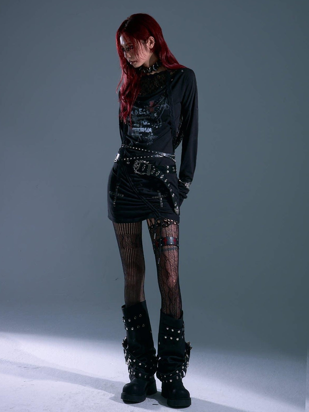Frustration Garden Breathable Stretch Knit Punk Asymmetric Hooded Fitted Street Casual Mini Dresses