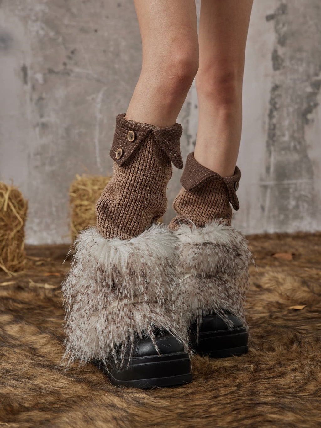 Frustration_Garden_Cozy_Thick_Slouchy_Scrunch_Edgy_Style_For_Women_Brown_Fashion_Leg_Warmers_MISSTT