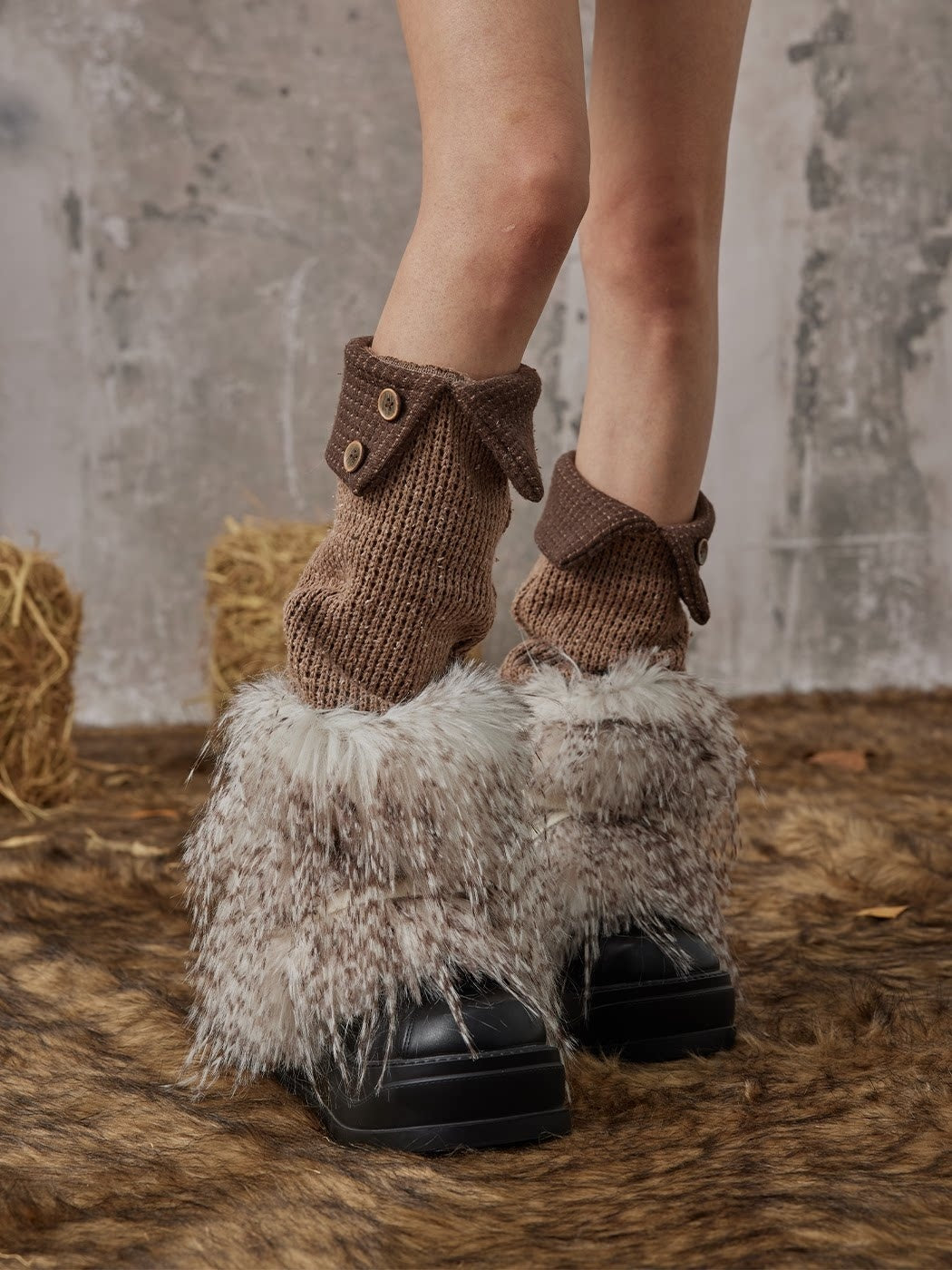 Frustration_Garden_Cozy_Thick_Slouchy_Scrunch_Edgy_Style_For_Women_Brown_Fashion_Leg_Warmers_MISSTT