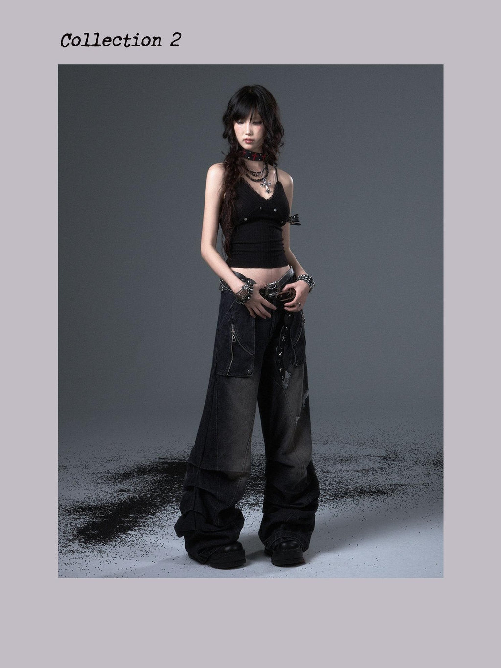 Frustration Garden Distressed Casual Washed Dark Natural Waist Loose Fit Youth Denim Wide-Leg Jeans