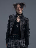 Frustration_Garden_Distressed_Slim_Fit_Street_Youth_Stand_Collar_Zipper_Black_Pu_Leather_Jackets_MISSTT