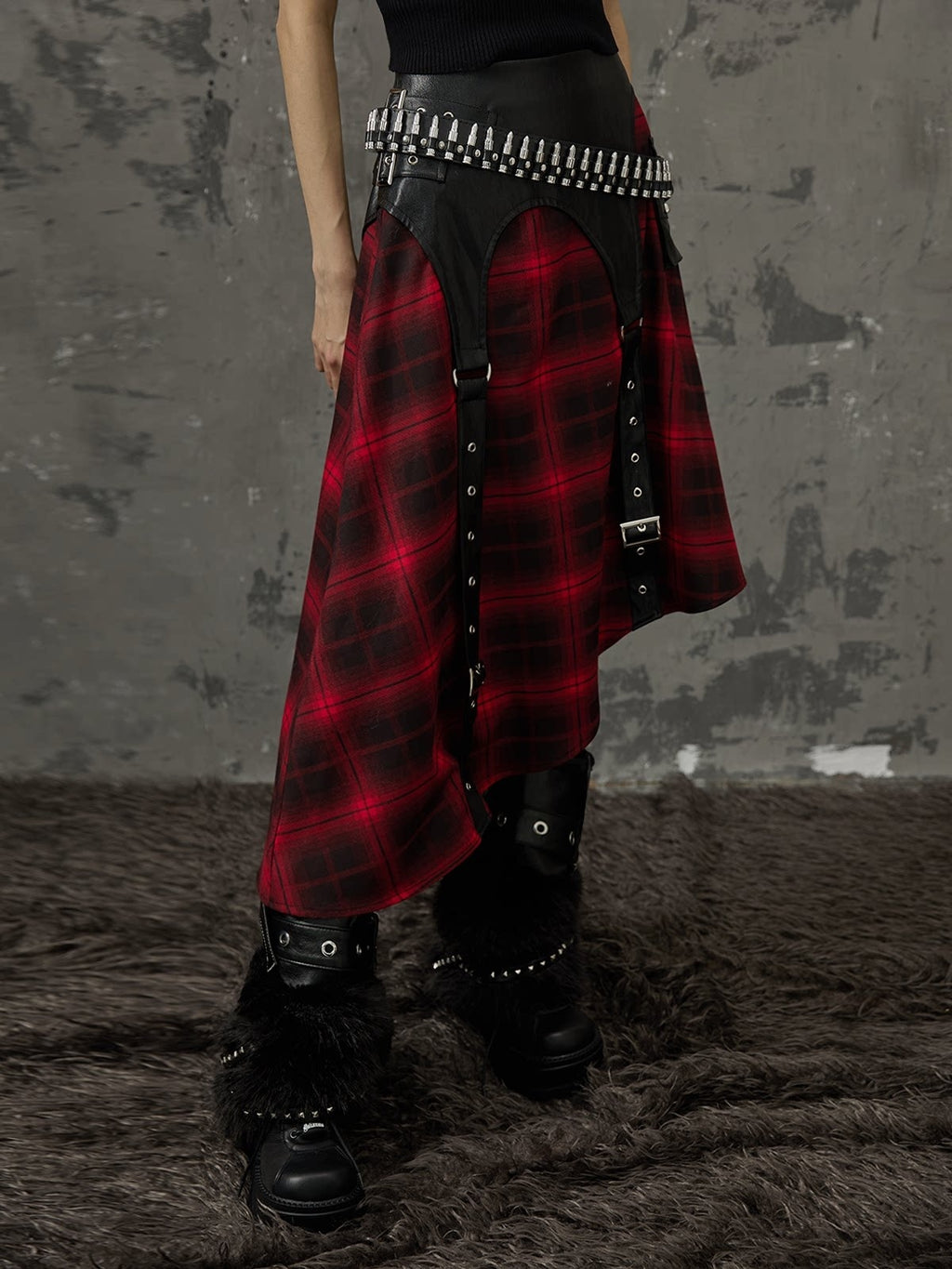 Frustration_Garden_Edgy_Patchwork_Asymmetrical_A_Line_Mid_Waist_Loose_Women_Black_Red_Midi_Skirts_MISSTT