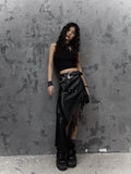Frustration_Garden_Edgy_Rock_Style_Pu_Patchwork_Asymmetric_For_Women_Mid_Waist_Black_Midi_Skirts_MISSTT