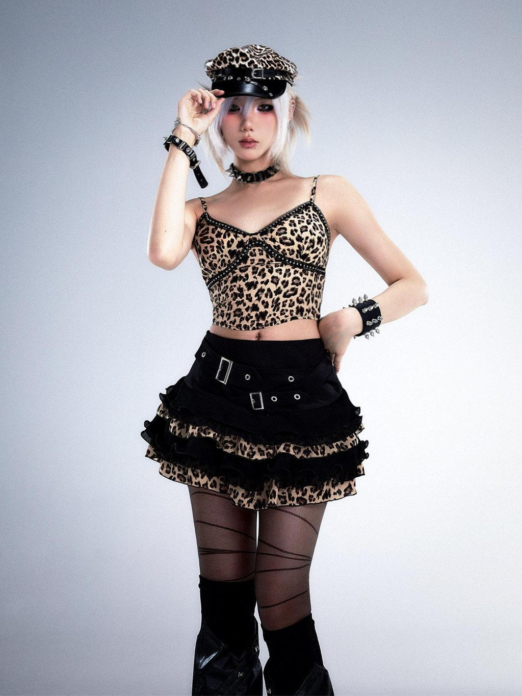 Frustration Garden Edgy Rocker Asymmetric Patchwork Ruffle Aline Women Black Mini Skirts